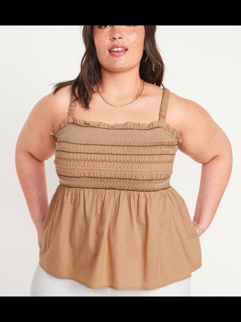 Old Navy 3X Smocked Tan Babydoll